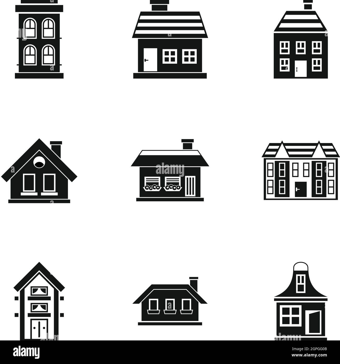 Building icons set, le style simple Illustration de Vecteur