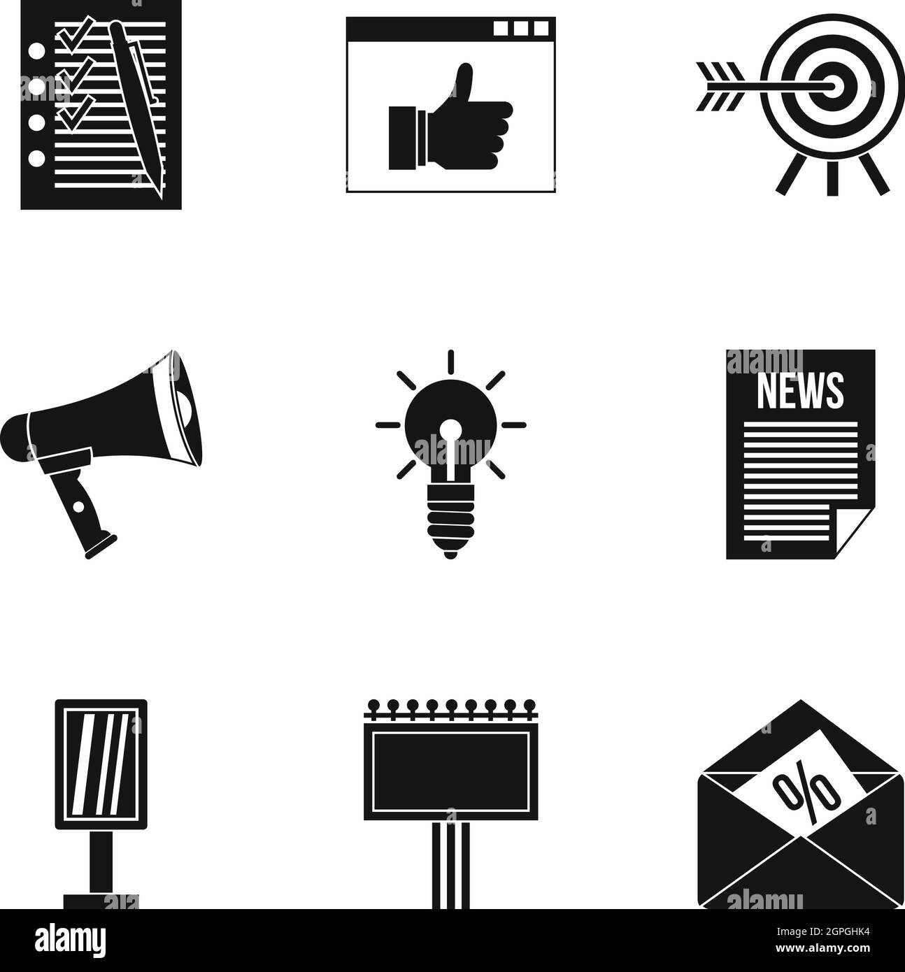 Les produits de la publicité, le style simple icons set Illustration de Vecteur