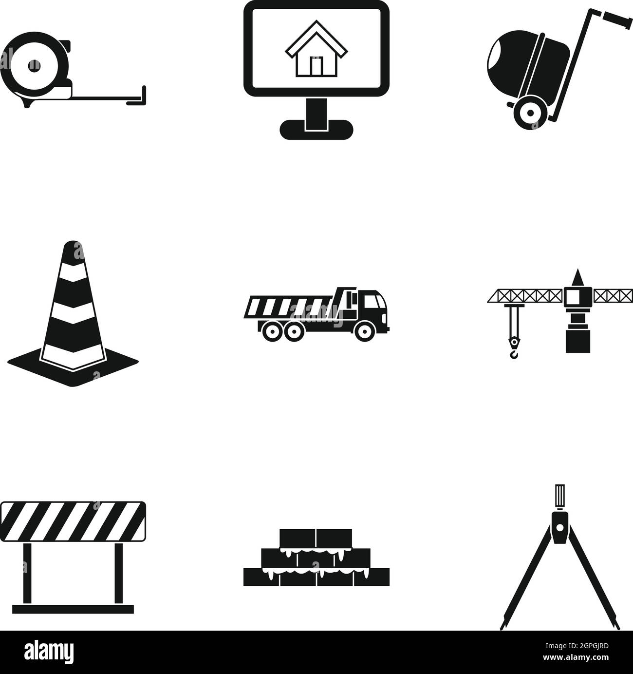 Outils de construction, le style simple icons set Illustration de Vecteur