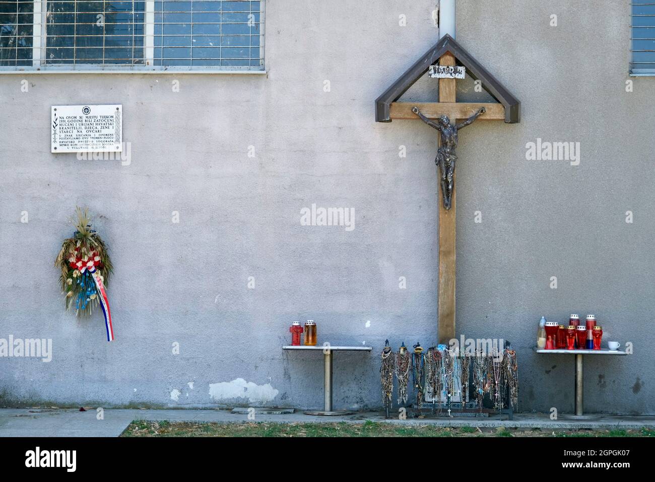 Croatie, Slavonie, Ovcara, Mémorial Ovcara (Snomen Dom Ovcara), le 20 novembre 1991, 264 personnes de l'hôpital de Vukovar seront torturées et exécutées par les forces serbes, 7 personnes seront accusées par le TPIY pour crimes contre l'humanité et crimes de guerre Banque D'Images