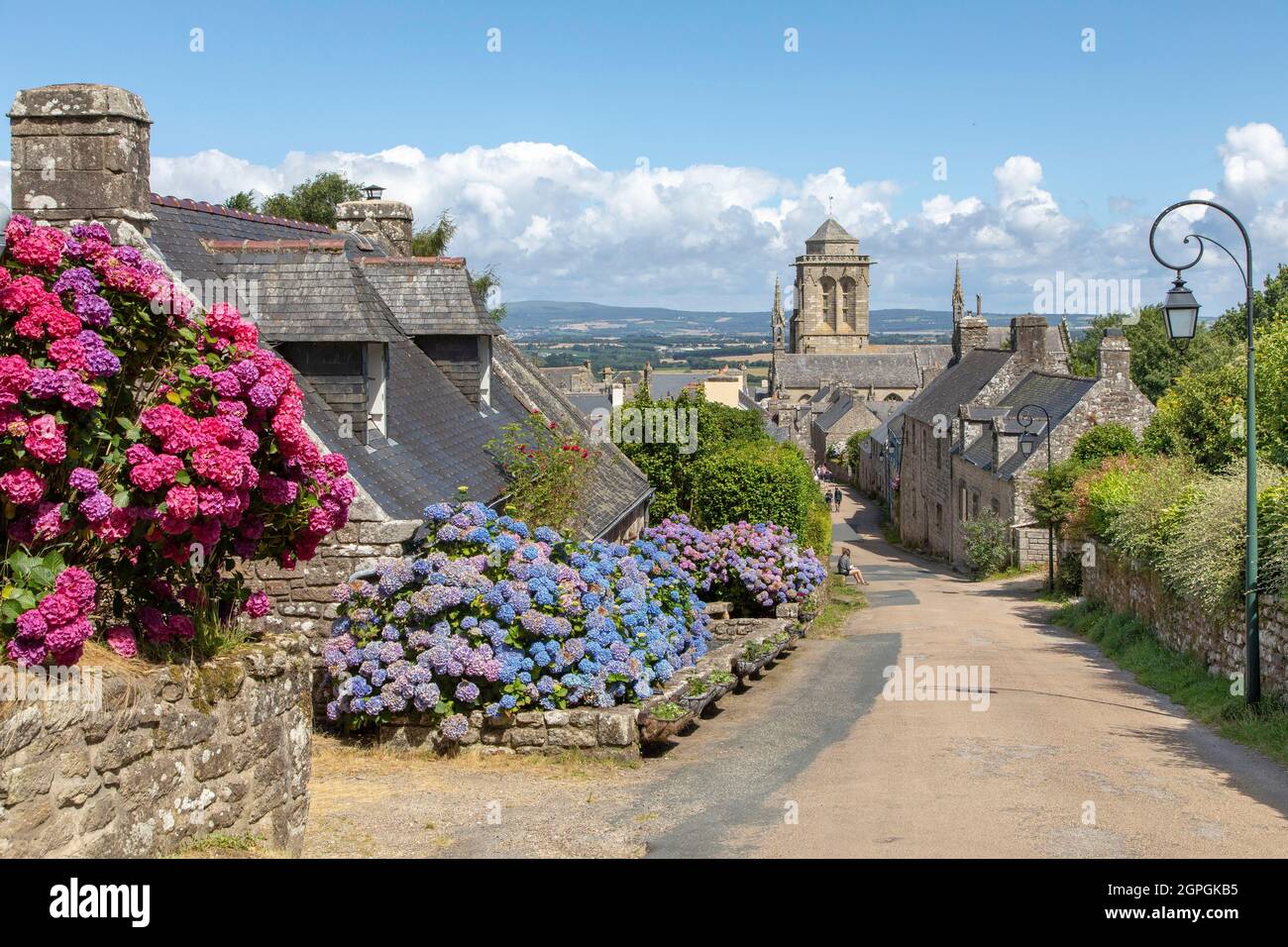 France, Finistère, Cornouaille, Locronan, étiqueté les plus Beaux villages de France (les plus beaux villages de France), église Saint Ronan Banque D'Images