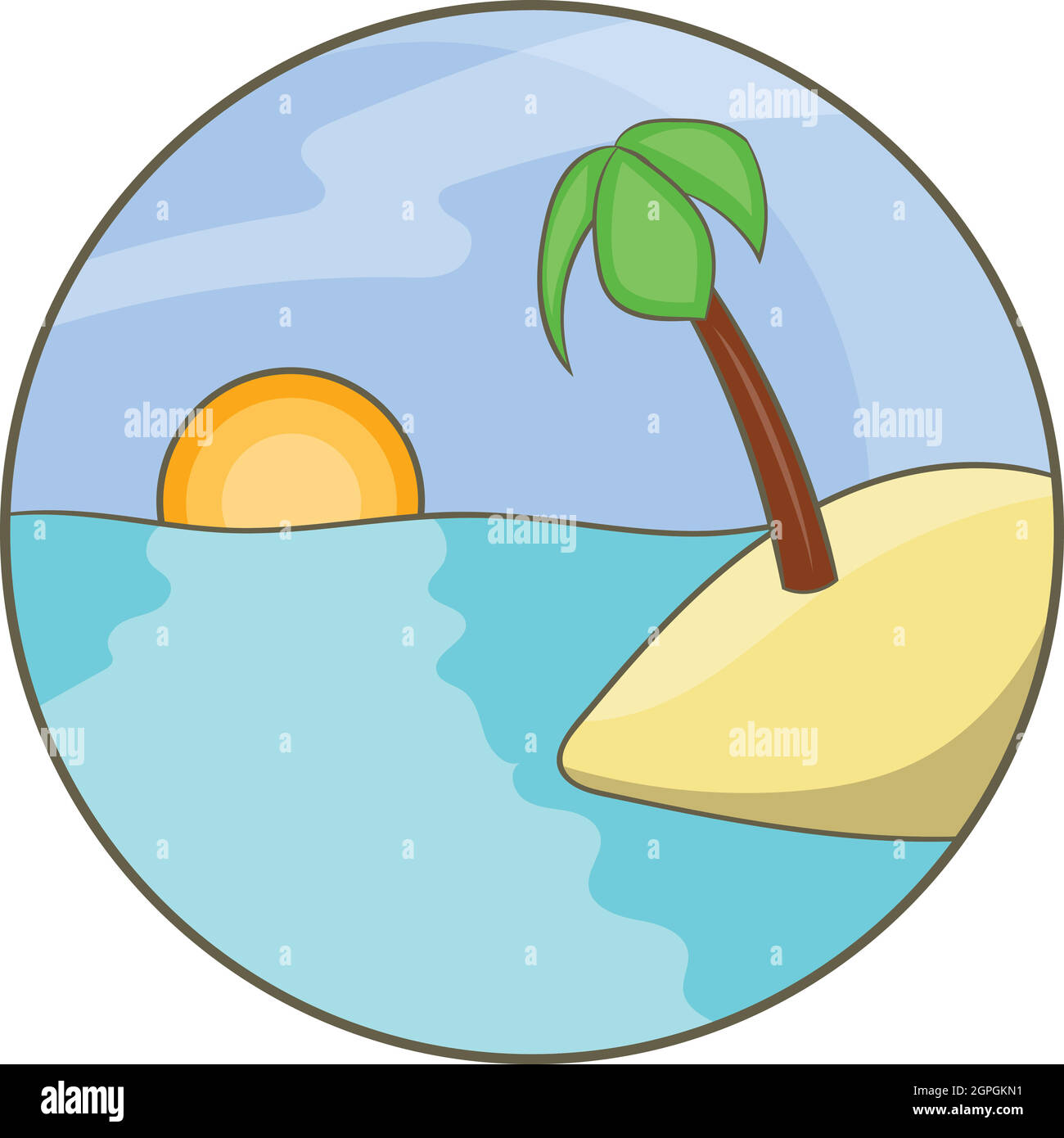 L'île de l'océan tropical avec l'icône palm tree Illustration de Vecteur