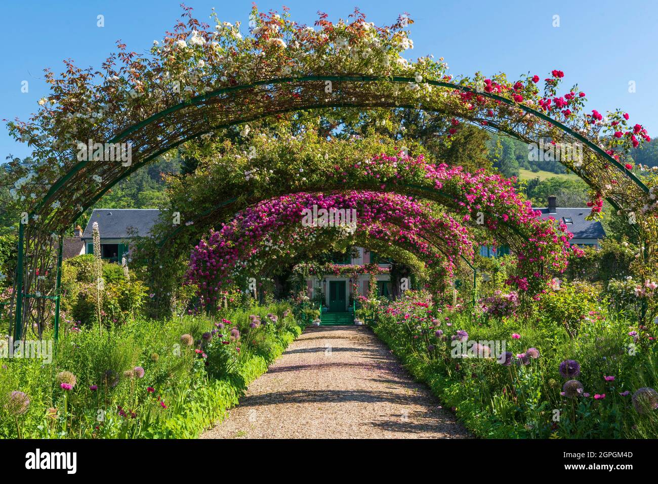 France, Eure, Giverny, Fondation Claude Monet, la maison et le jardin fleuri Banque D'Images