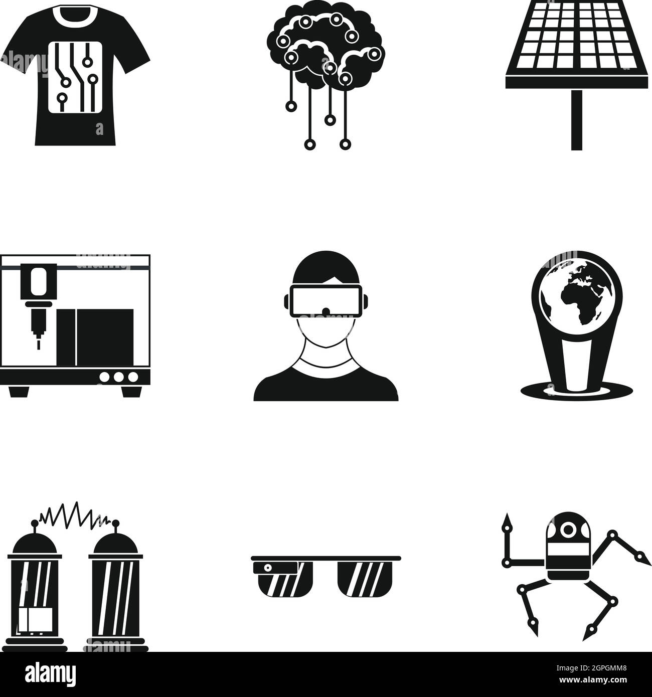 Dispositif innovant, le style simple icons set Illustration de Vecteur