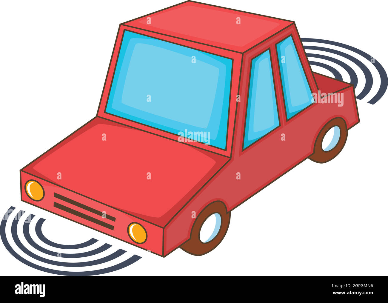 Système d'assistance au stationnement, l'icône de style cartoon Illustration de Vecteur
