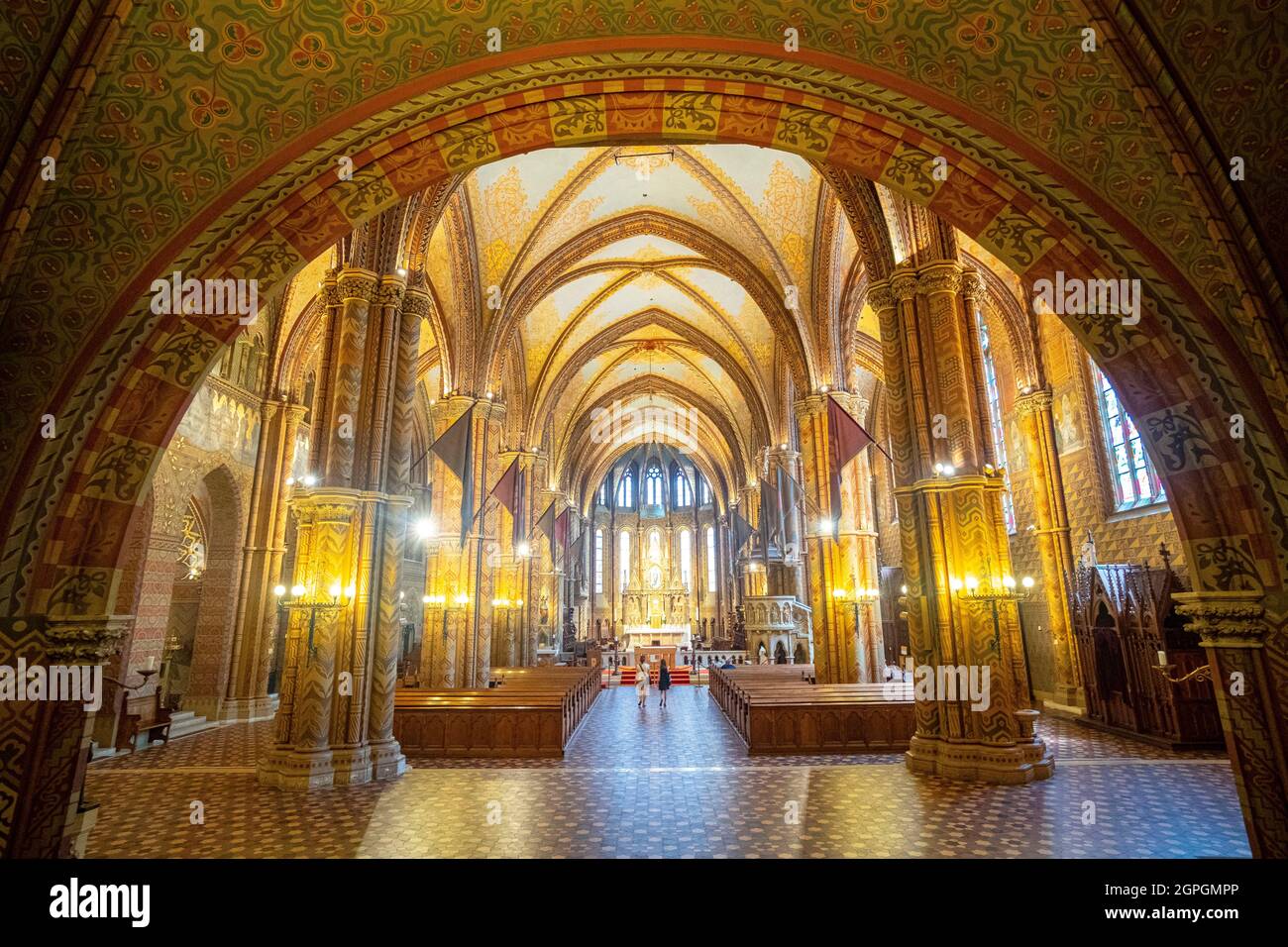 Hongrie, Budapest, classée au patrimoine mondial de l'UNESCO, quartier de Buda, colline du château, église Matthias (église notre-Dame de l'Assomption de Budavár) Banque D'Images