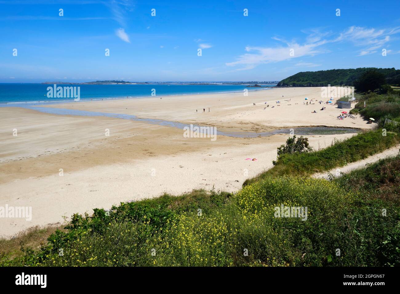 France, Côtes d'Armor, Côte d'Emeraude, Saint Cast le Guildo, Plage de Pen Guen Banque D'Images