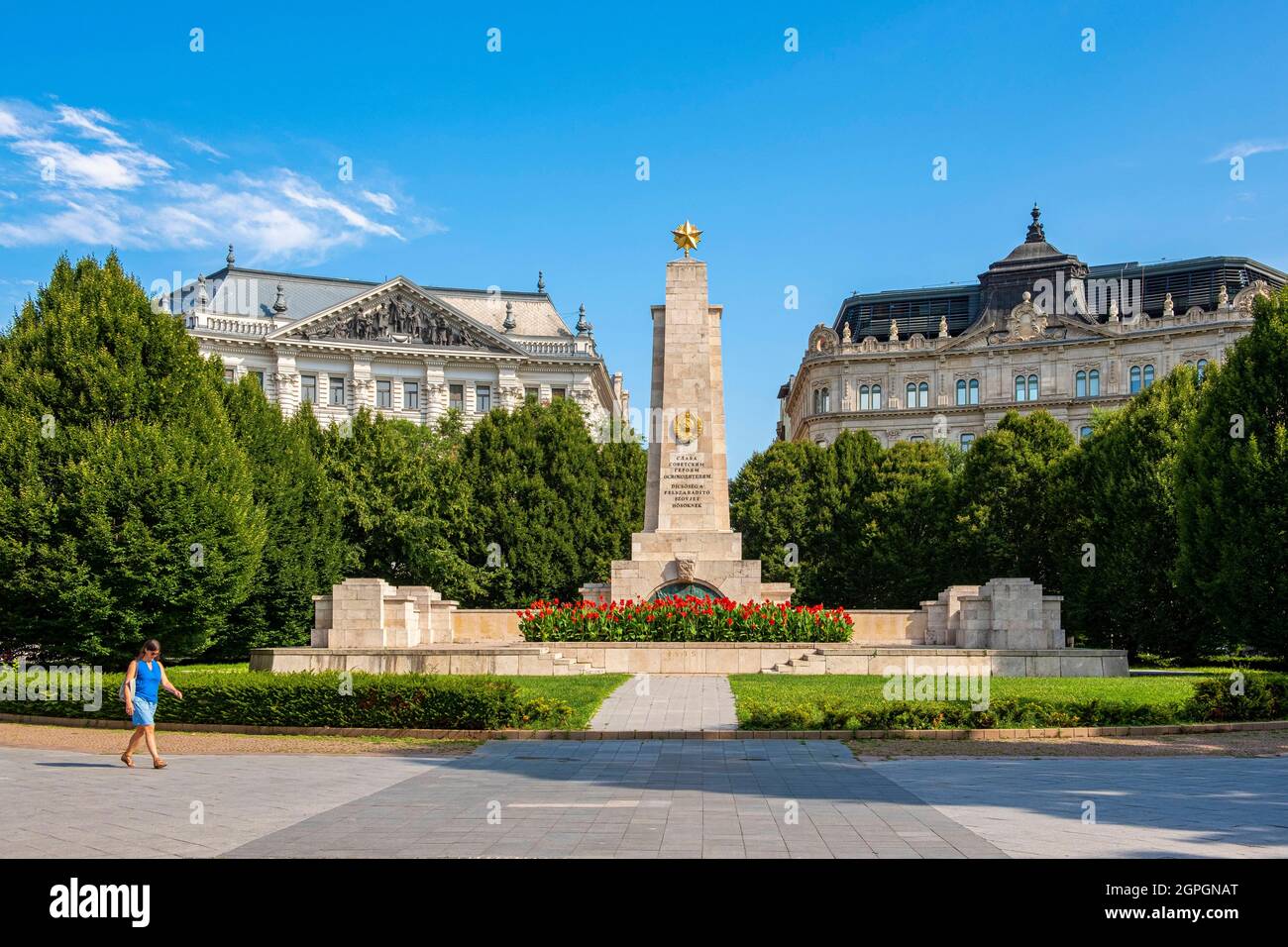 Hongrie, Budapest, classée au patrimoine mondial de l'UNESCO, Pest District, Liberty Square, monument aux héros soviétiques libérant la Hongrie Banque D'Images