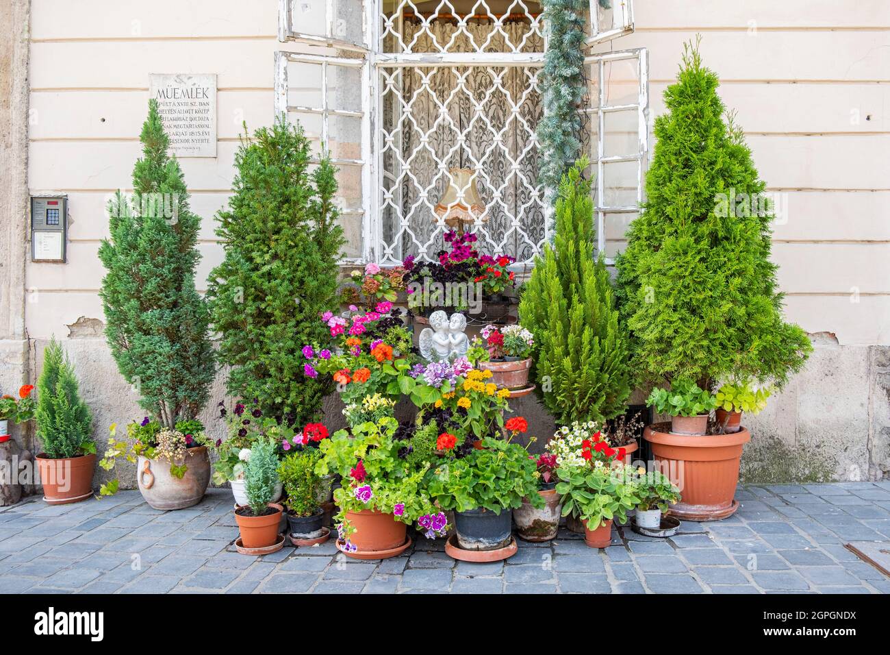 Hongrie, Budapest, classée au patrimoine mondial de l'UNESCO, quartier de Buda, décoration végétale Banque D'Images