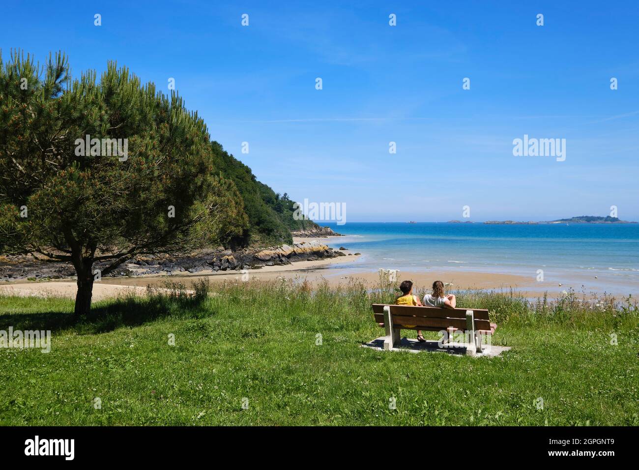 France, Côtes d'Armor, Côte d'Emeraude, Saint Cast le Guildo, la plage des quatre vaux Banque D'Images