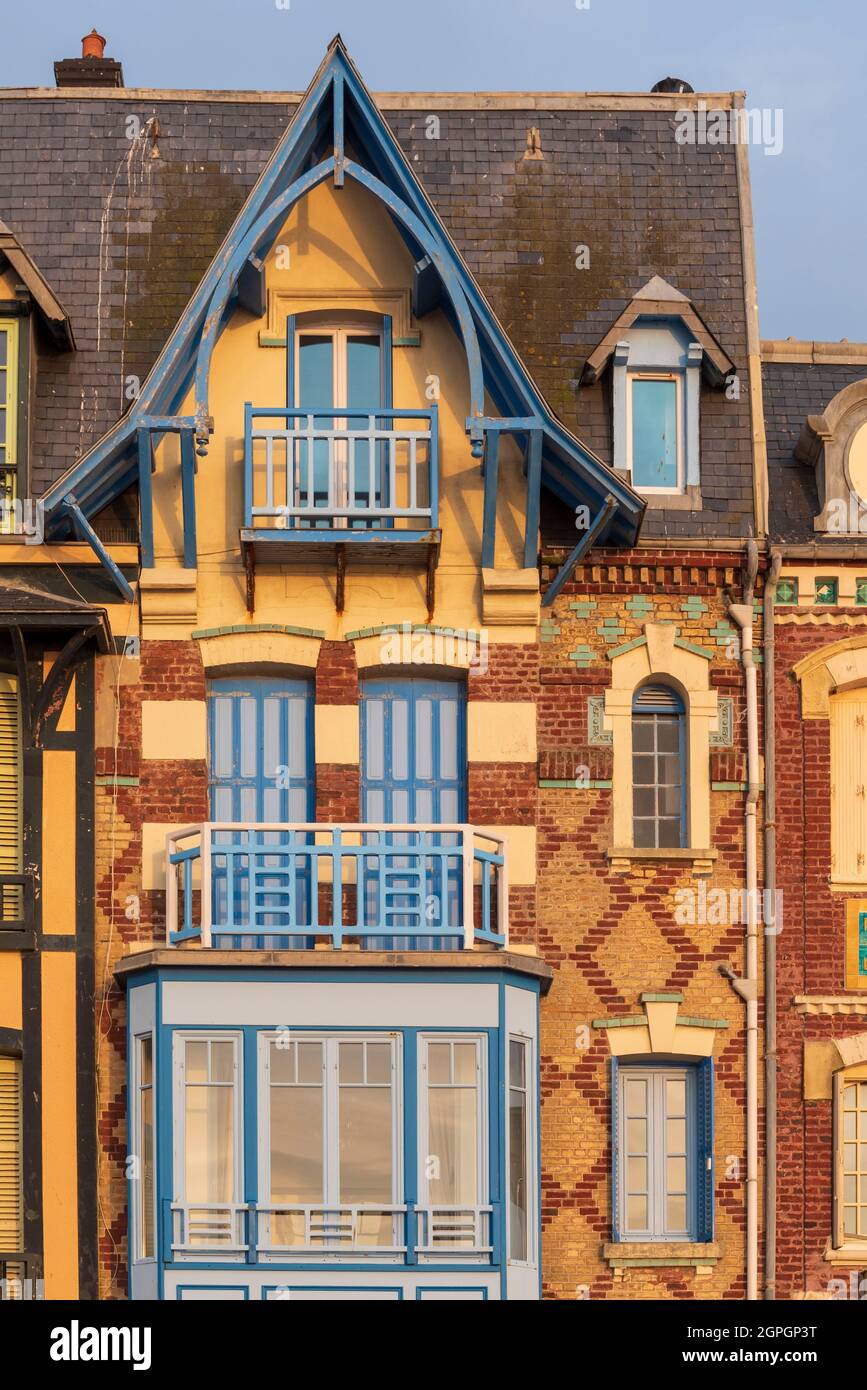 France, somme, Mers les bains, les villas de la Belle Epoque sur le front de mer, les villas Art Nouveau Banque D'Images