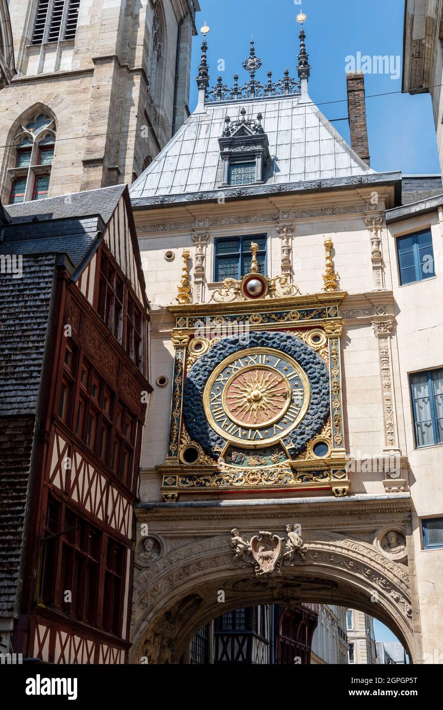 France, Seine Maritime, Rouen, gros horloge astronomique datant du XVIe siècle Banque D'Images