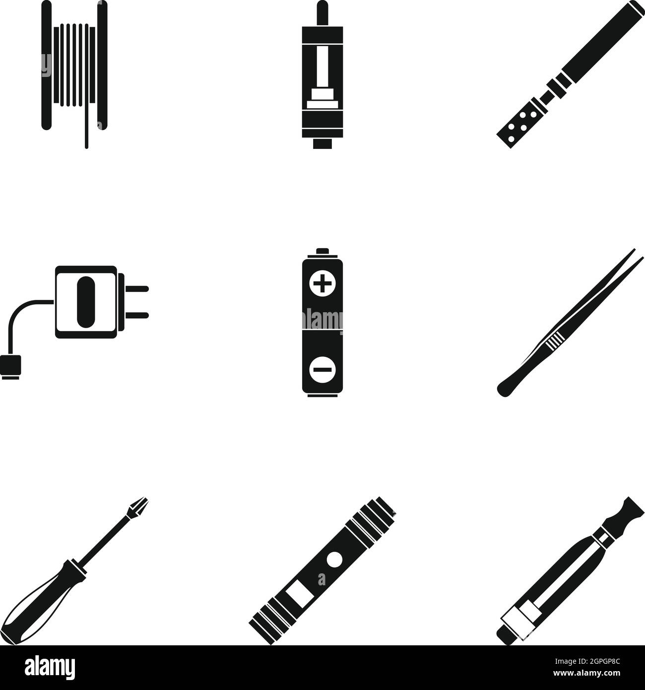 Cigarette électronique icons set Illustration de Vecteur