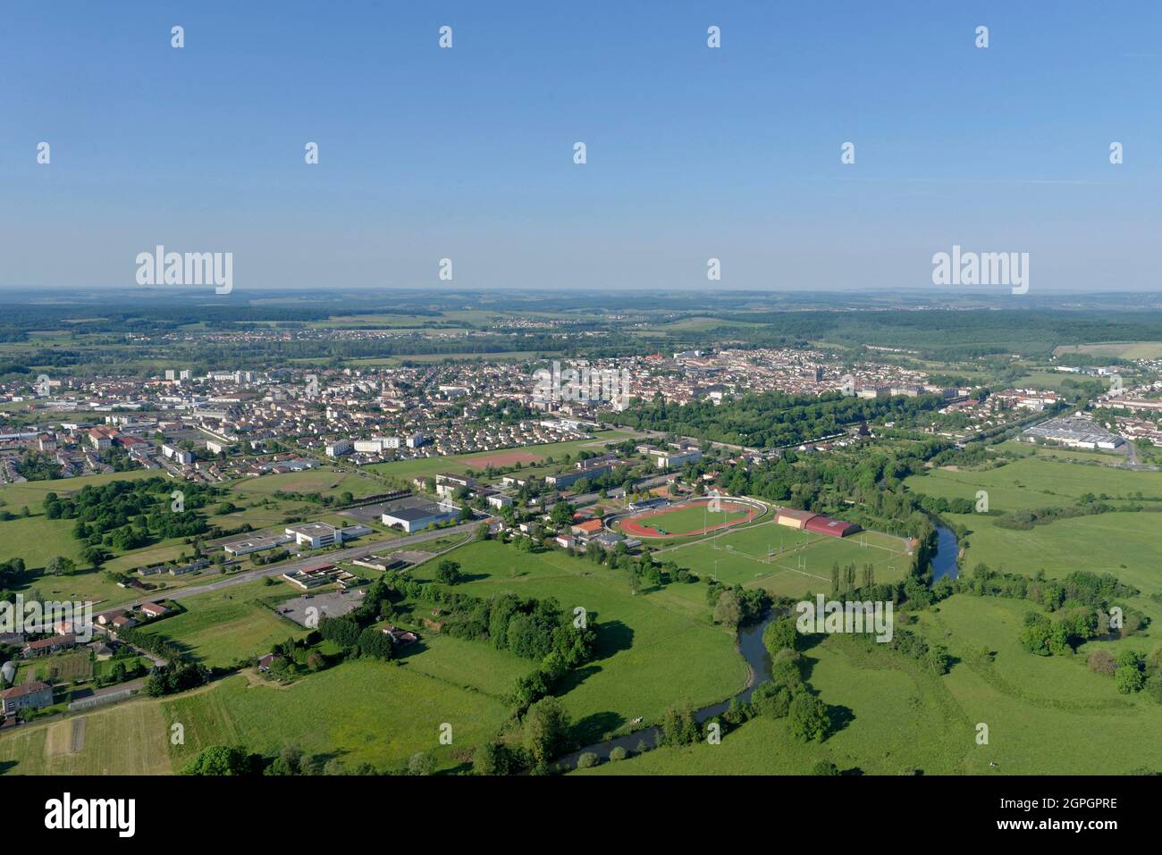 France, Meurthe-et-Moselle, Lunéville, ville de Lunéville (vue aérienne) Banque D'Images