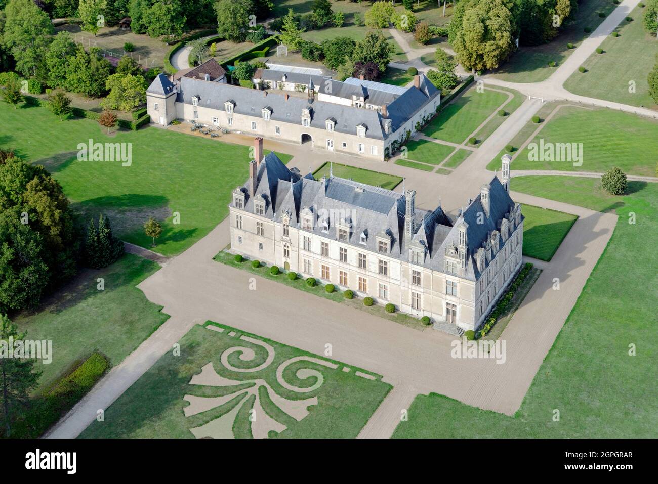 France, Loir et Cher, Cellettes, le Château de Beauregard (vue aérienne) Banque D'Images