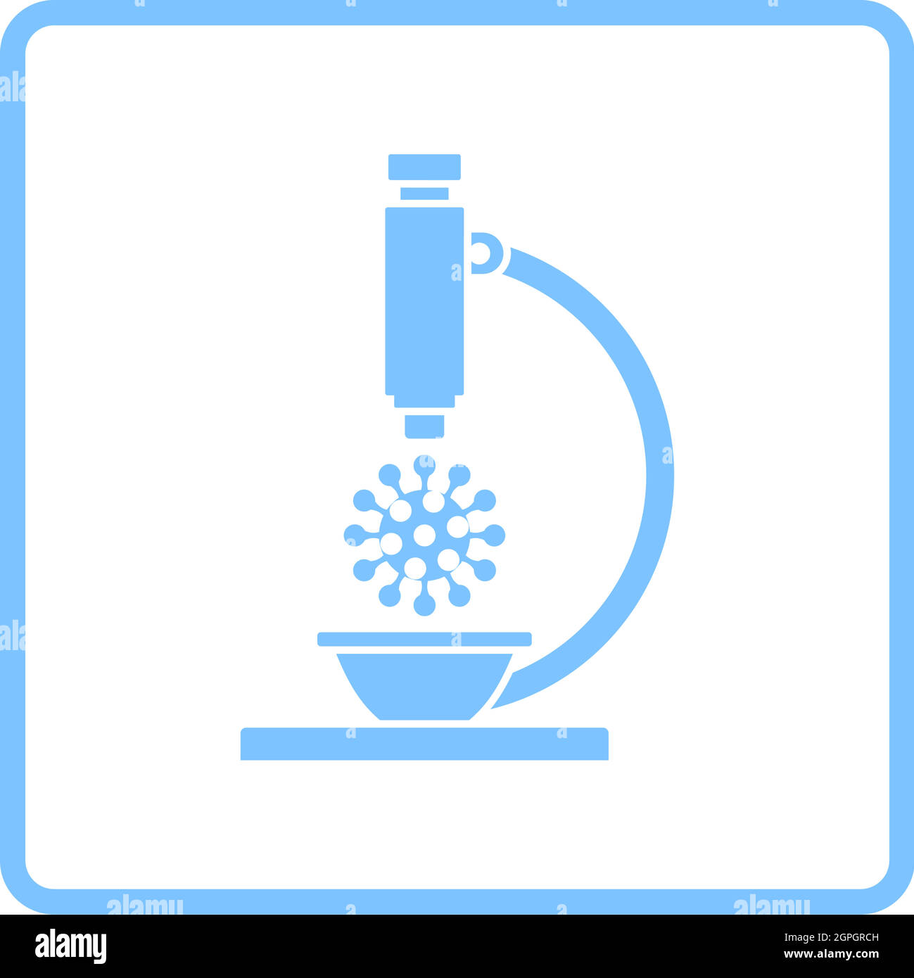 Recherche du coronavirus par icône de microscope Illustration de Vecteur