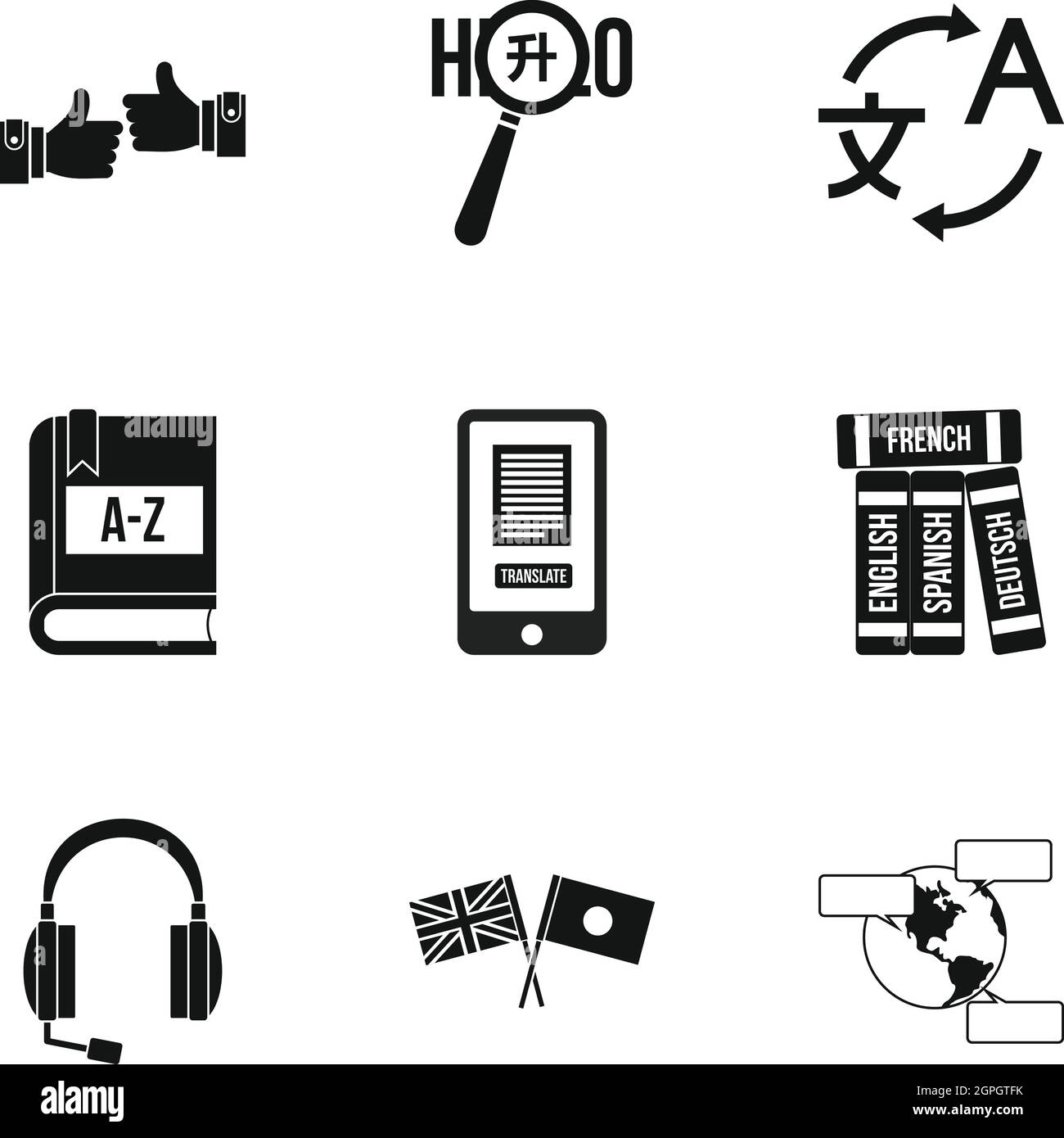 Langues officielles, le style simple icons set Illustration de Vecteur