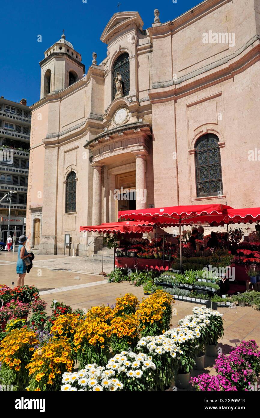 France, Var, Toulon, cours Lafayette, devant l'église Saint François de Paule, le marché Banque D'Images