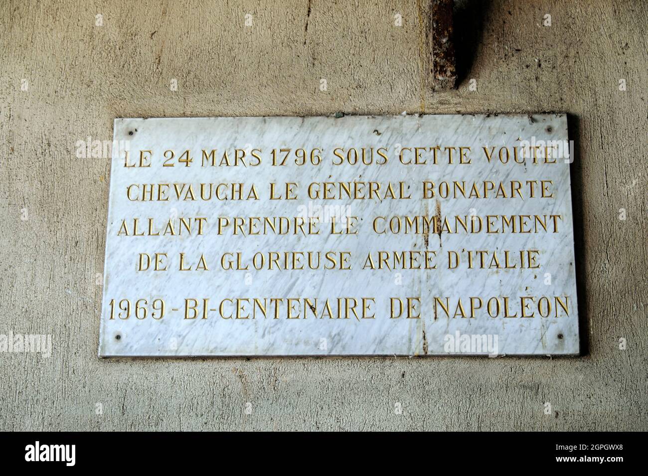 France, Var, Toulon, porte d'Italie du XVIIe au XVIIIe siècle, plaque, 1796 passage de Napoléon Bonaparte pour la campagne italienne Banque D'Images