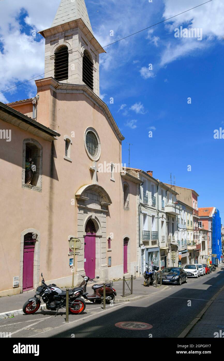 France, Hérault, Sète, Brassens route, église Saint-Joseph dans laquelle  l'artiste a été baptisé Photo Stock - Alamy