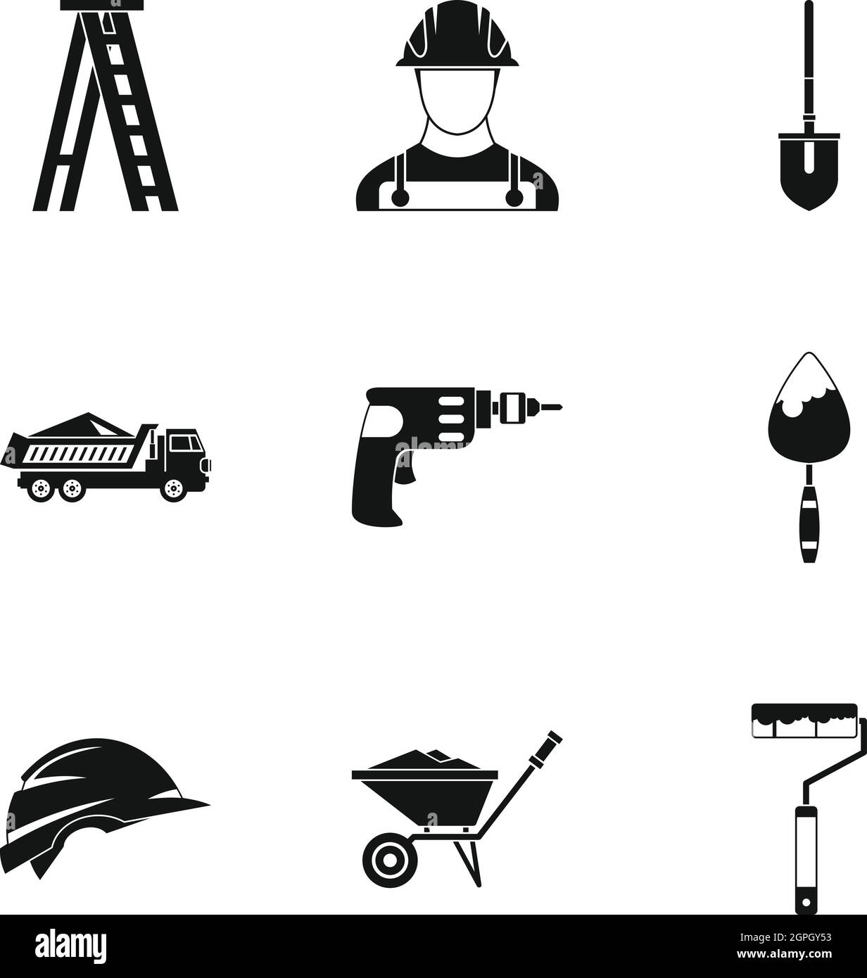 Icons set de construction, le style simple Illustration de Vecteur