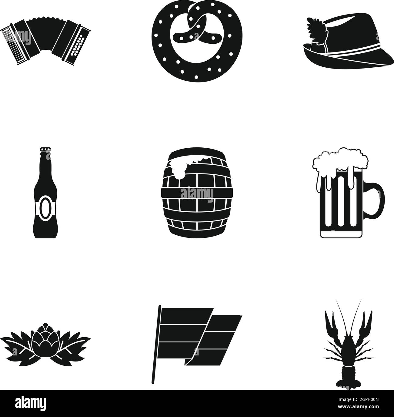 Oktoberfest icons set, le style simple Illustration de Vecteur