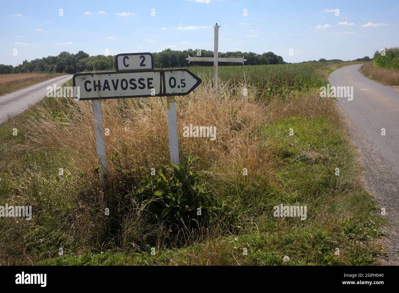 Panneau routier pour Chavosse - sentier de randonnée entre la ferte-sous-Jouarre et Orly-sur-Morin le long du petit morin - Seine-et-Marne - Île-de-France - Banque D'Images