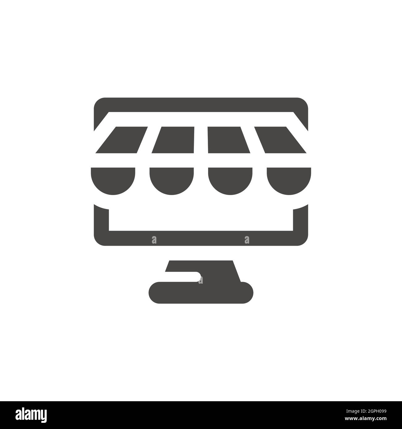 Icône vectorielle noire de Storefront sur le moniteur de l'ordinateur Illustration de Vecteur