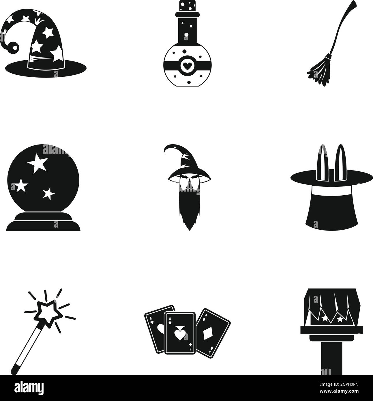 Icons set magique, le style simple Illustration de Vecteur
