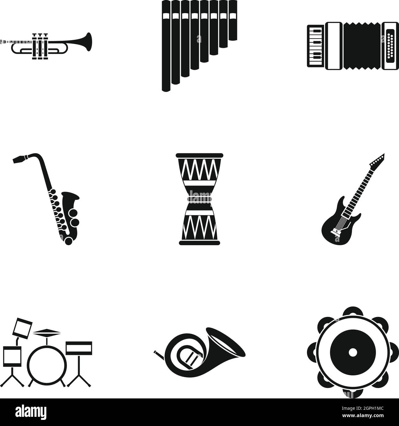 Outils de musique, le style simple icons set Illustration de Vecteur