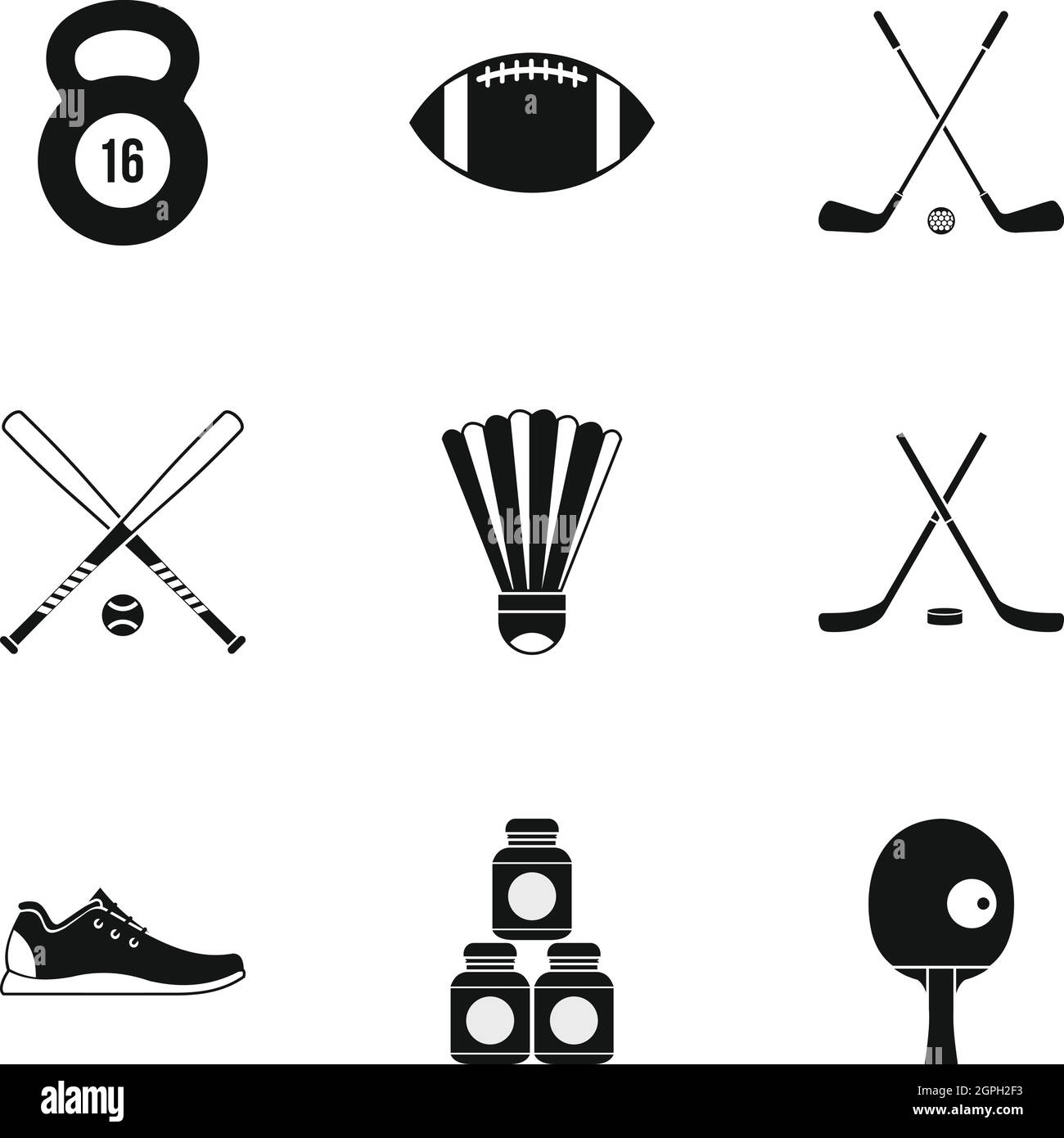 Accessoires de sport icons set, le style simple Illustration de Vecteur