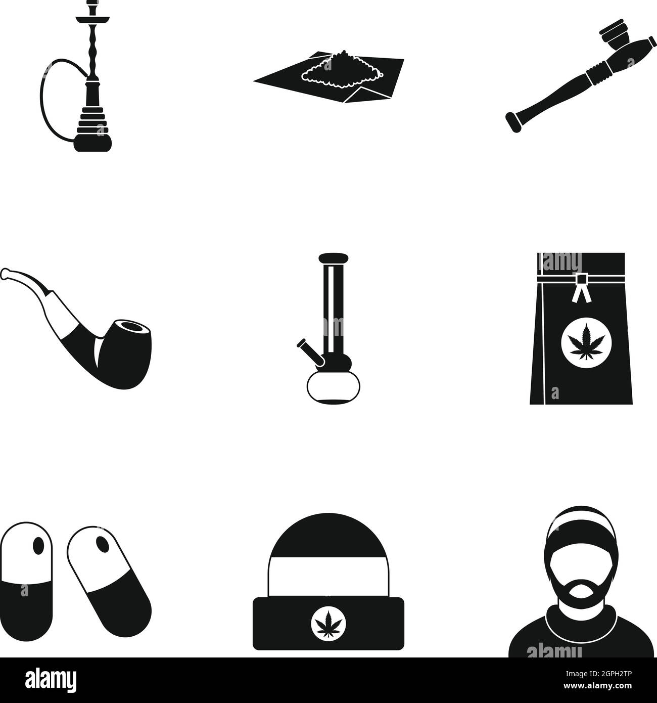 Le chanvre, le style simple icons set Illustration de Vecteur