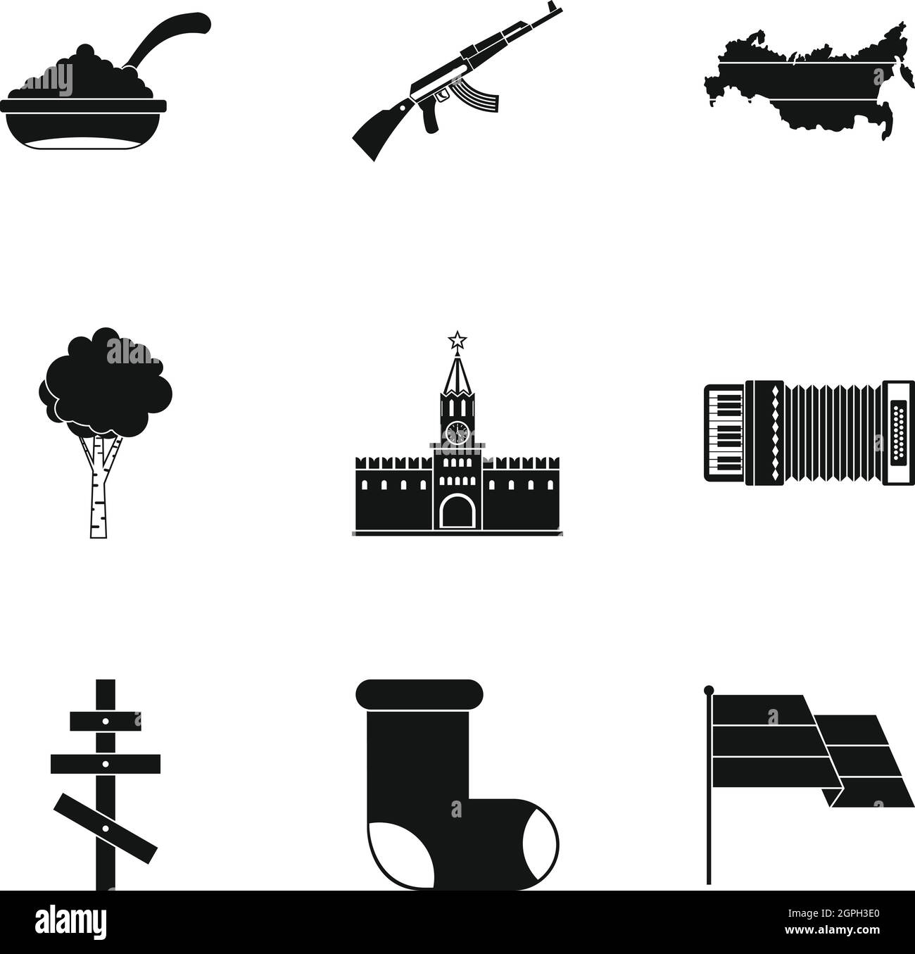 Tourisme en Russie, le style simple icons set Illustration de Vecteur
