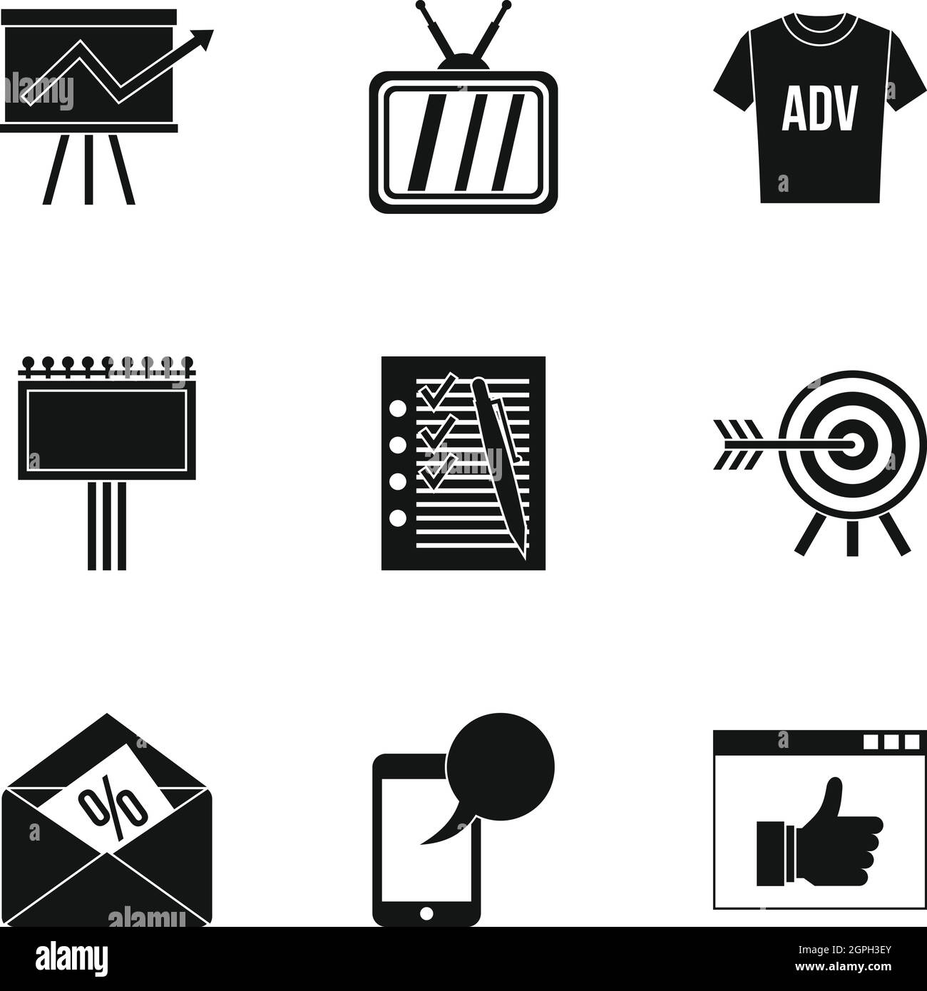 Types de publicité icons set, le style simple Illustration de Vecteur