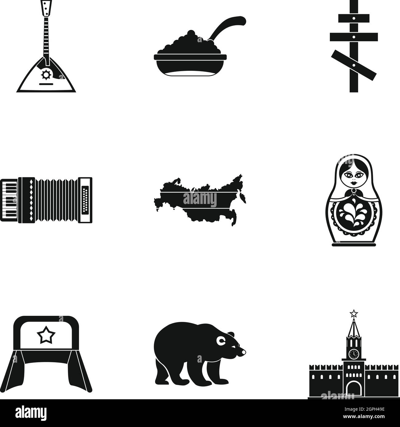 La Russie, le style simple icons set Illustration de Vecteur