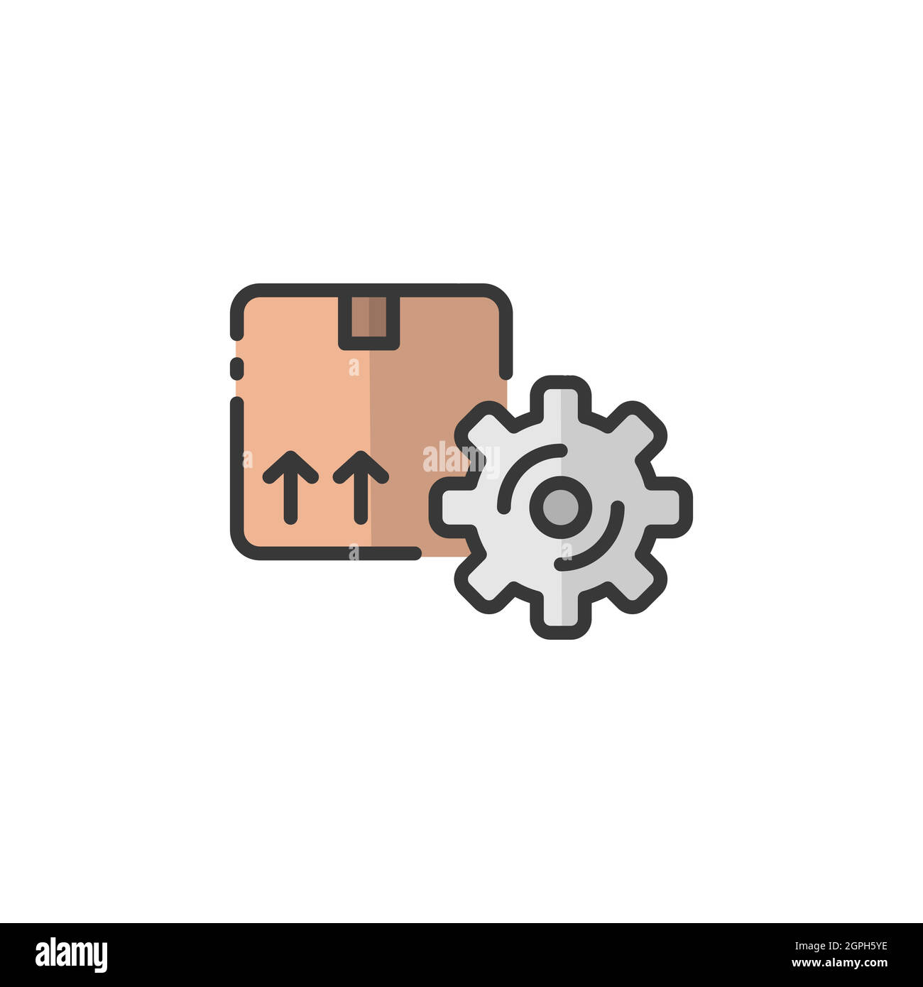 Ensemble et équipement. Boîte d'expédition. Commande en cours. Icône de couleur remplie. Illustration de vecteur commercial Illustration de Vecteur