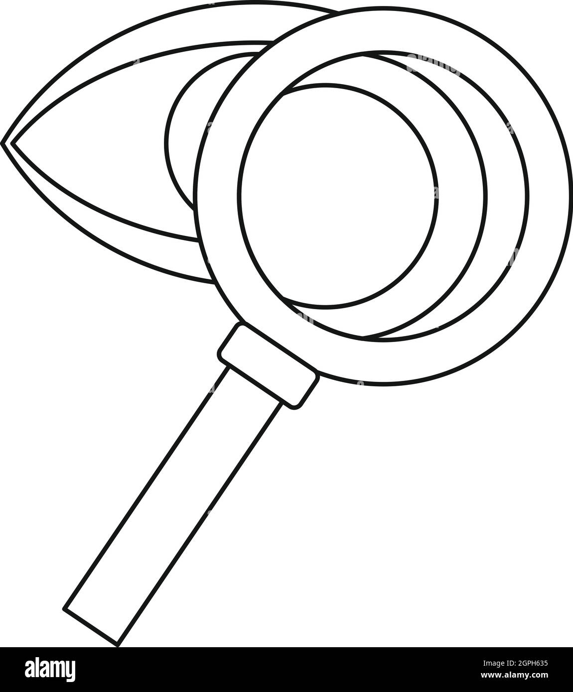 Loupe et icône de l'oeil, style contour Illustration de Vecteur