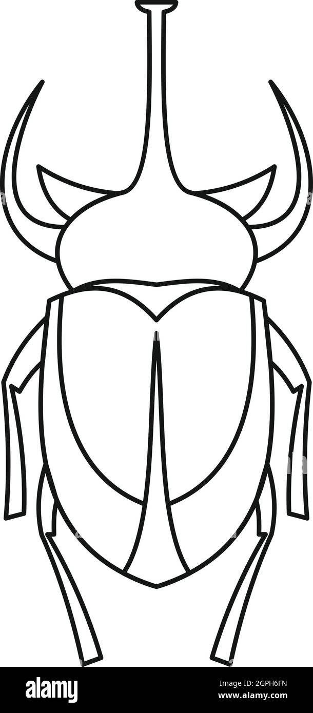 L'icône du scarabée rhinocéros européen style du contour, Illustration de Vecteur