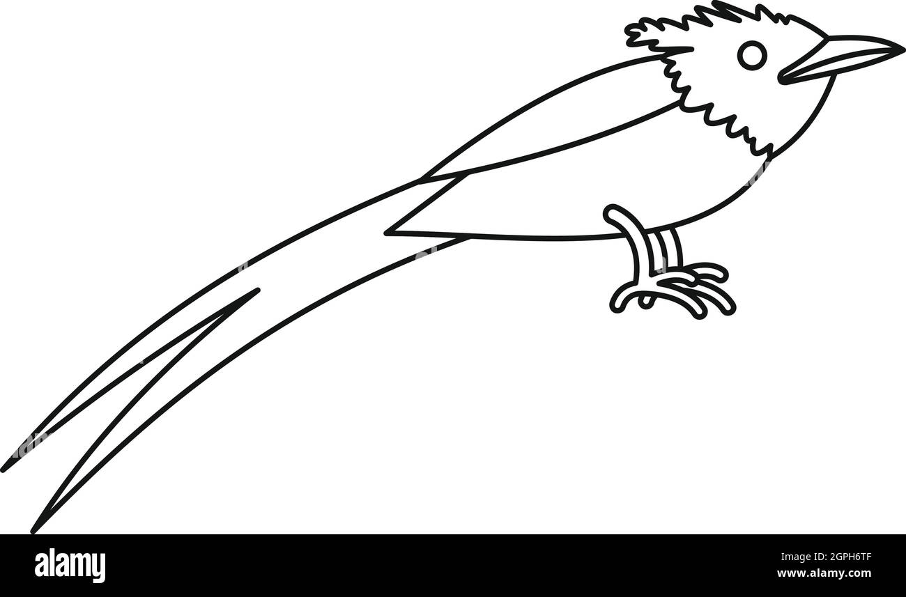 Asian paradise flycatcher, icône de style contour Illustration de Vecteur