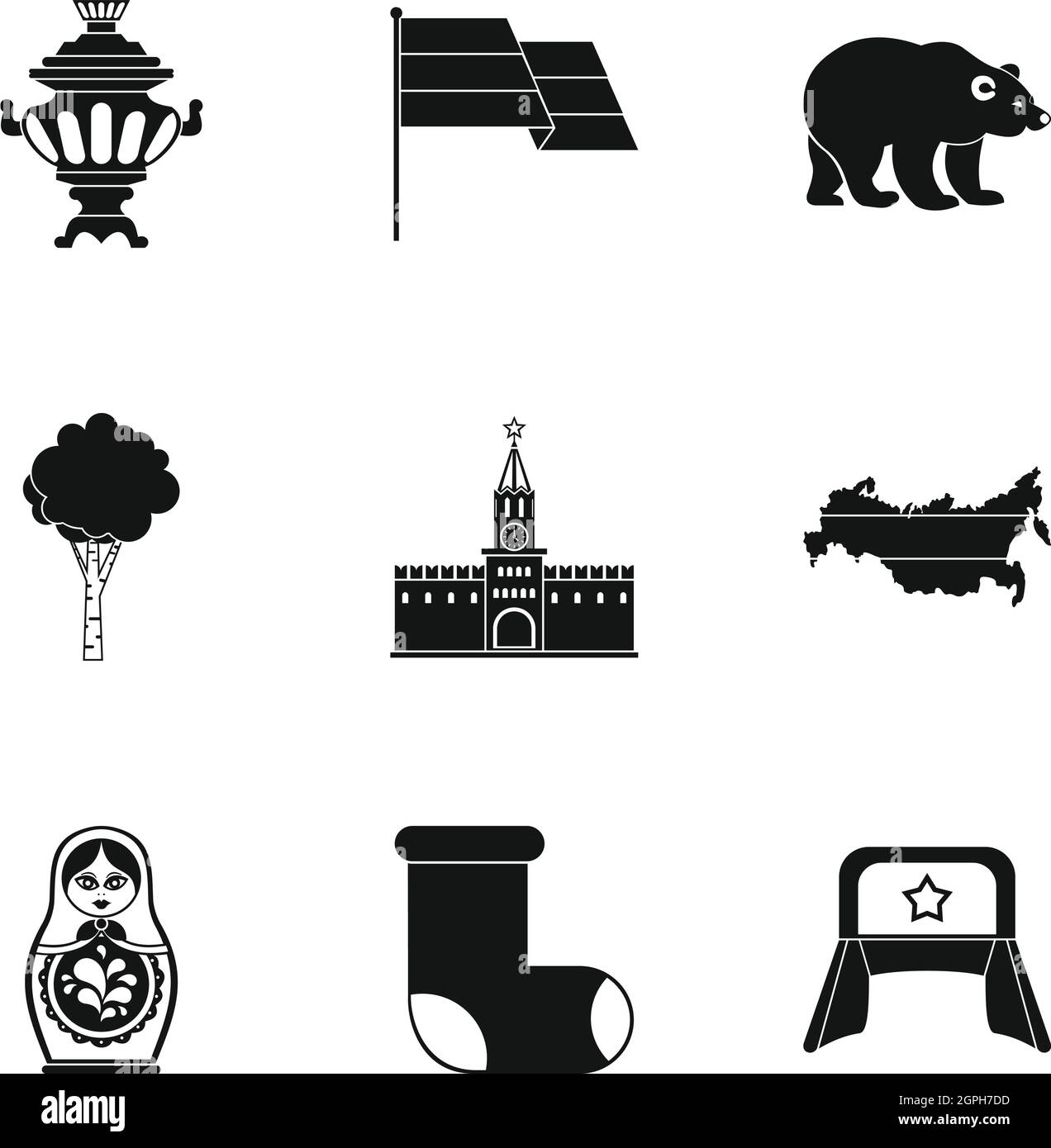 Pays Russie icons set, le style simple Illustration de Vecteur