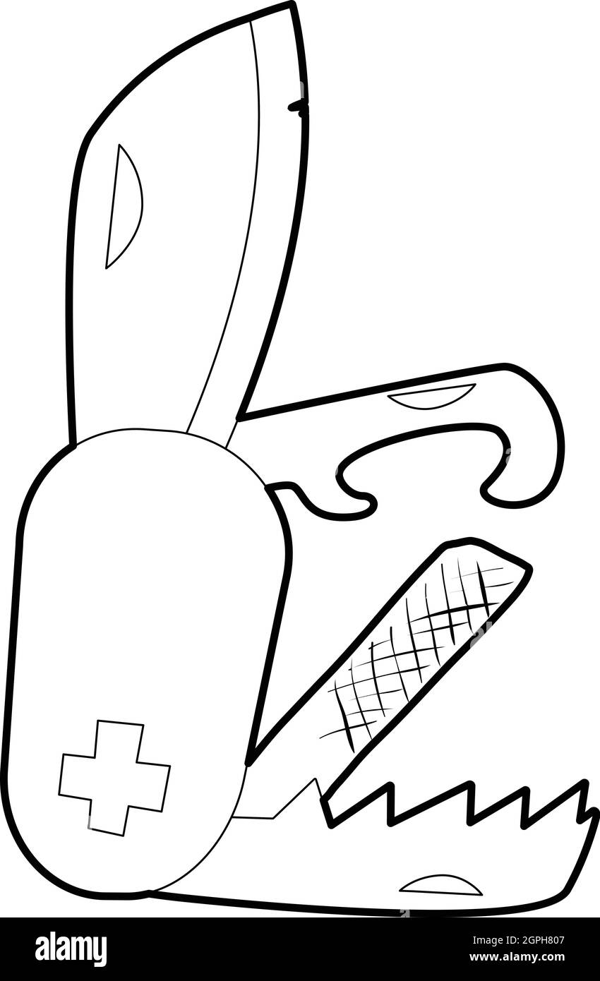 Canif, icône de style contour Illustration de Vecteur