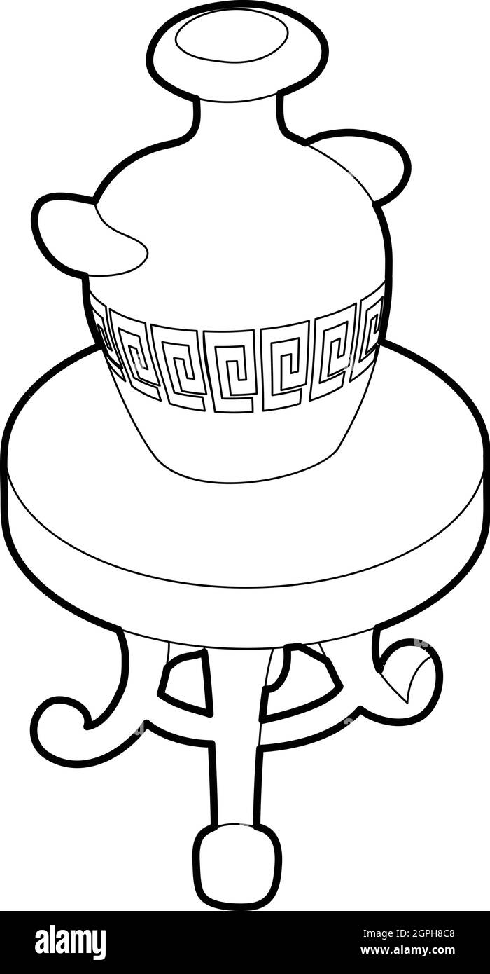 Table basse ronde avec un ancien icône vase Illustration de Vecteur