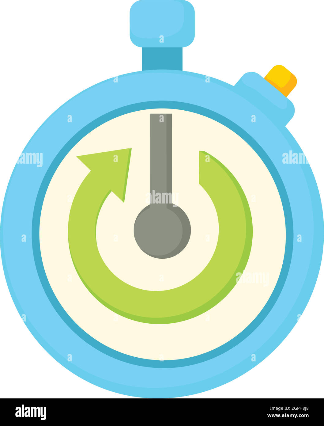 Chronomètre d'icône représentant une flèche verte, style cartoon Illustration de Vecteur