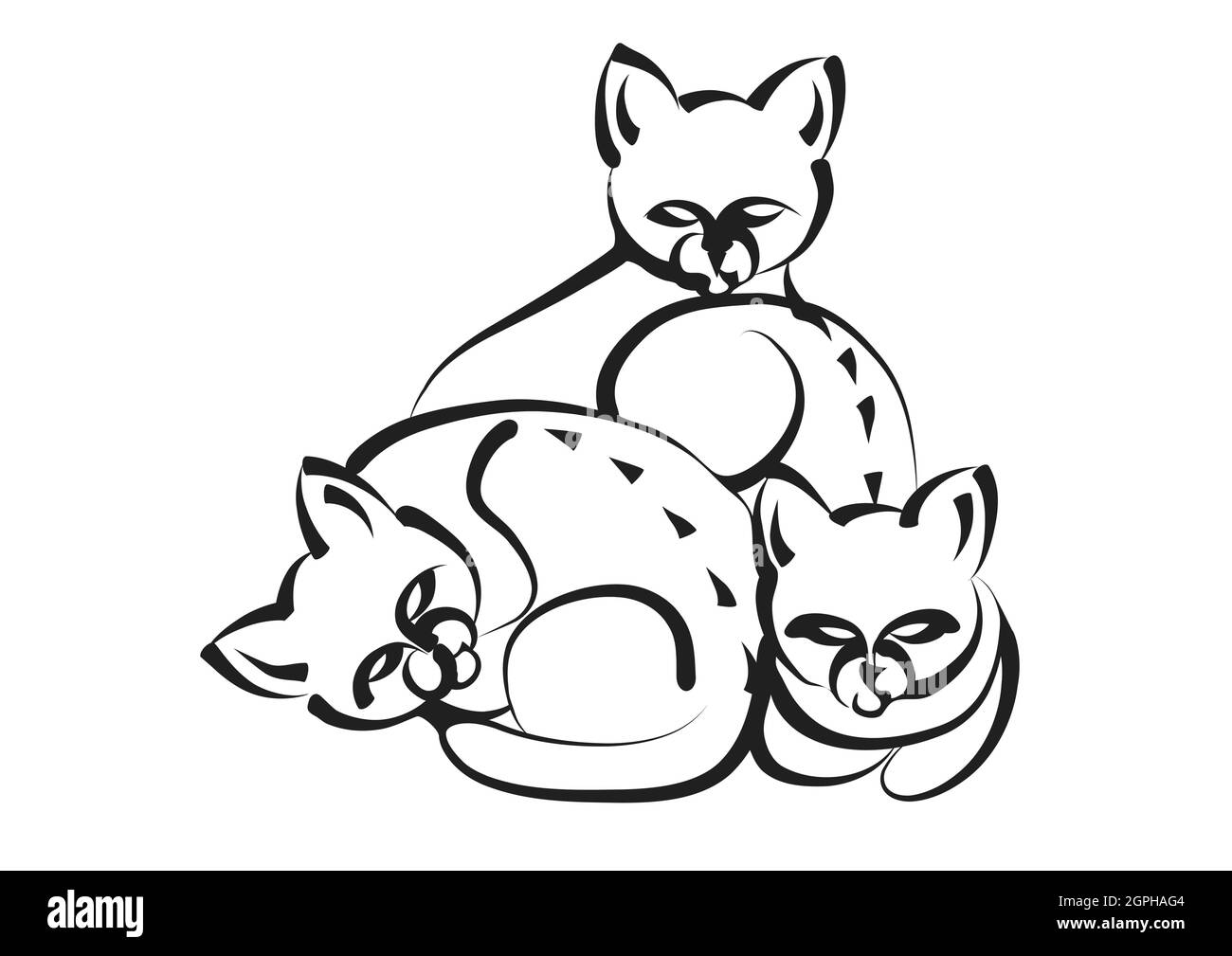 silhouette de trois chats Illustration de Vecteur
