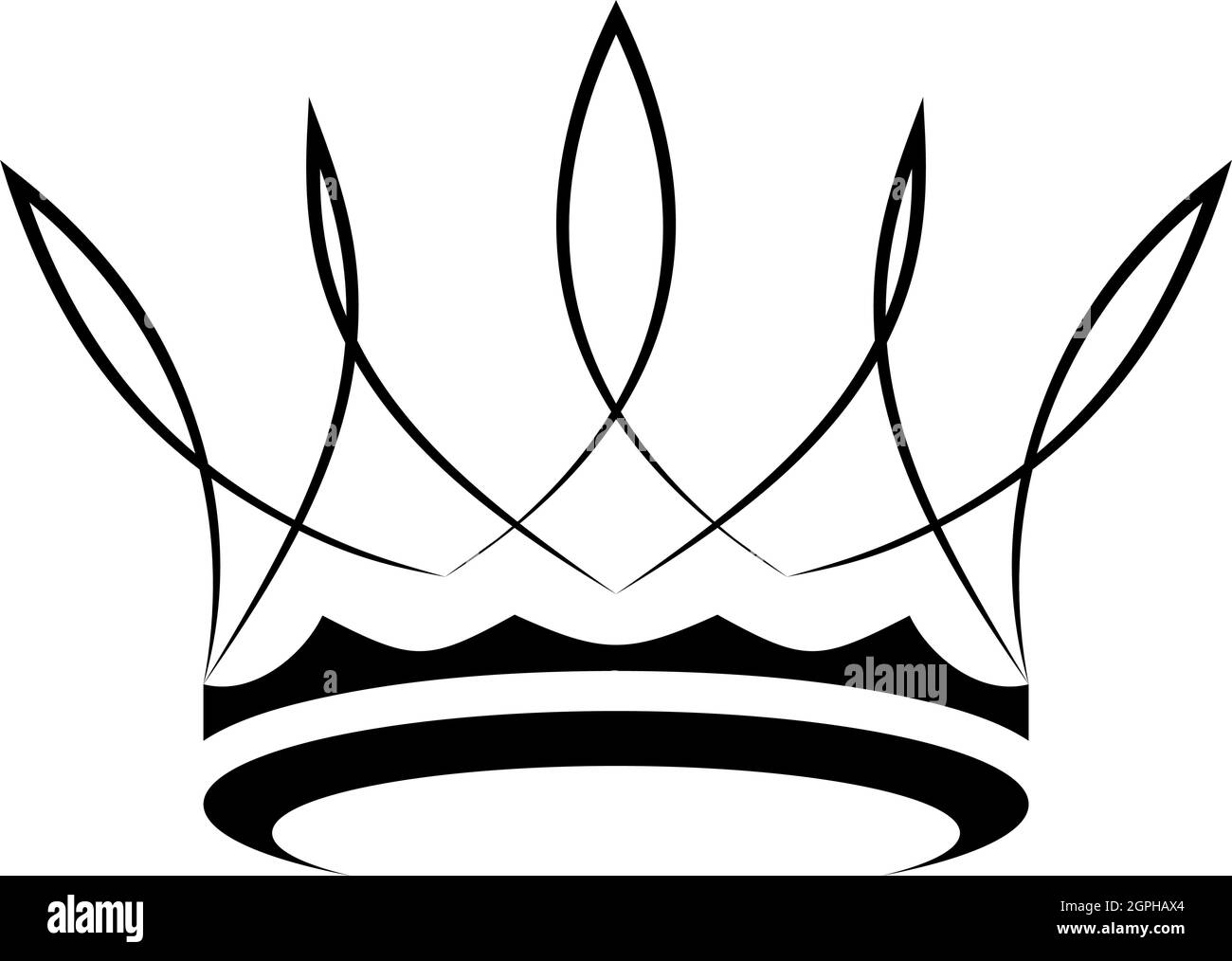 Symbole couronne en noir sur fond blanc isolé. Couleur modifiable. Illustration de Vecteur