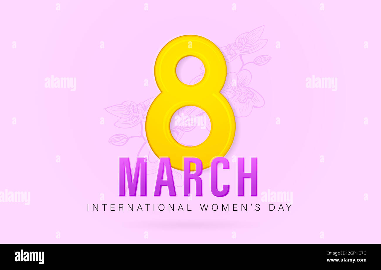 8 mars Journée internationale de la femme avec des arrière-plans violets isolés. Applicable pour l'affiche, la bannière et tout Illustration de Vecteur