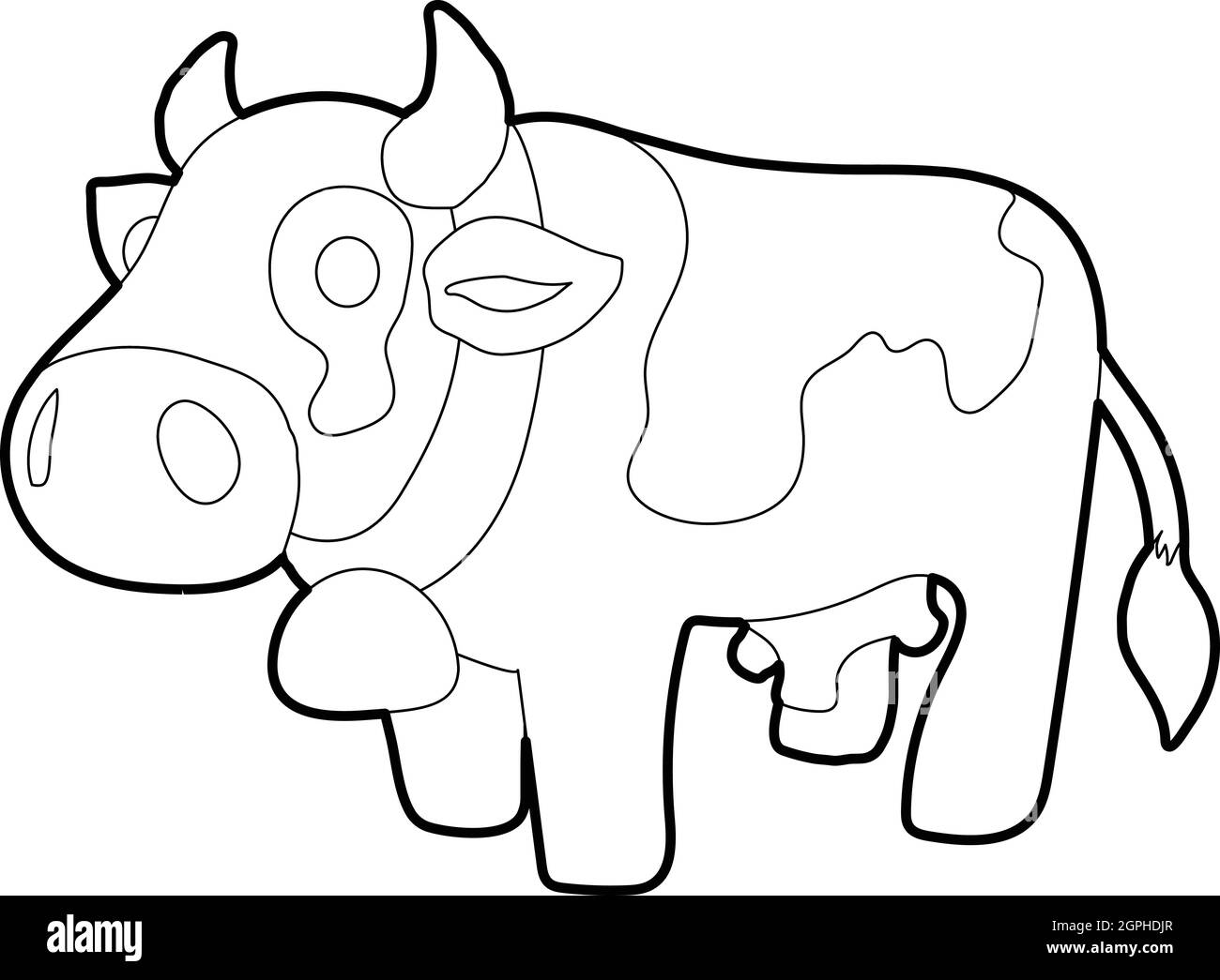 Icône style du contour, vache Illustration de Vecteur