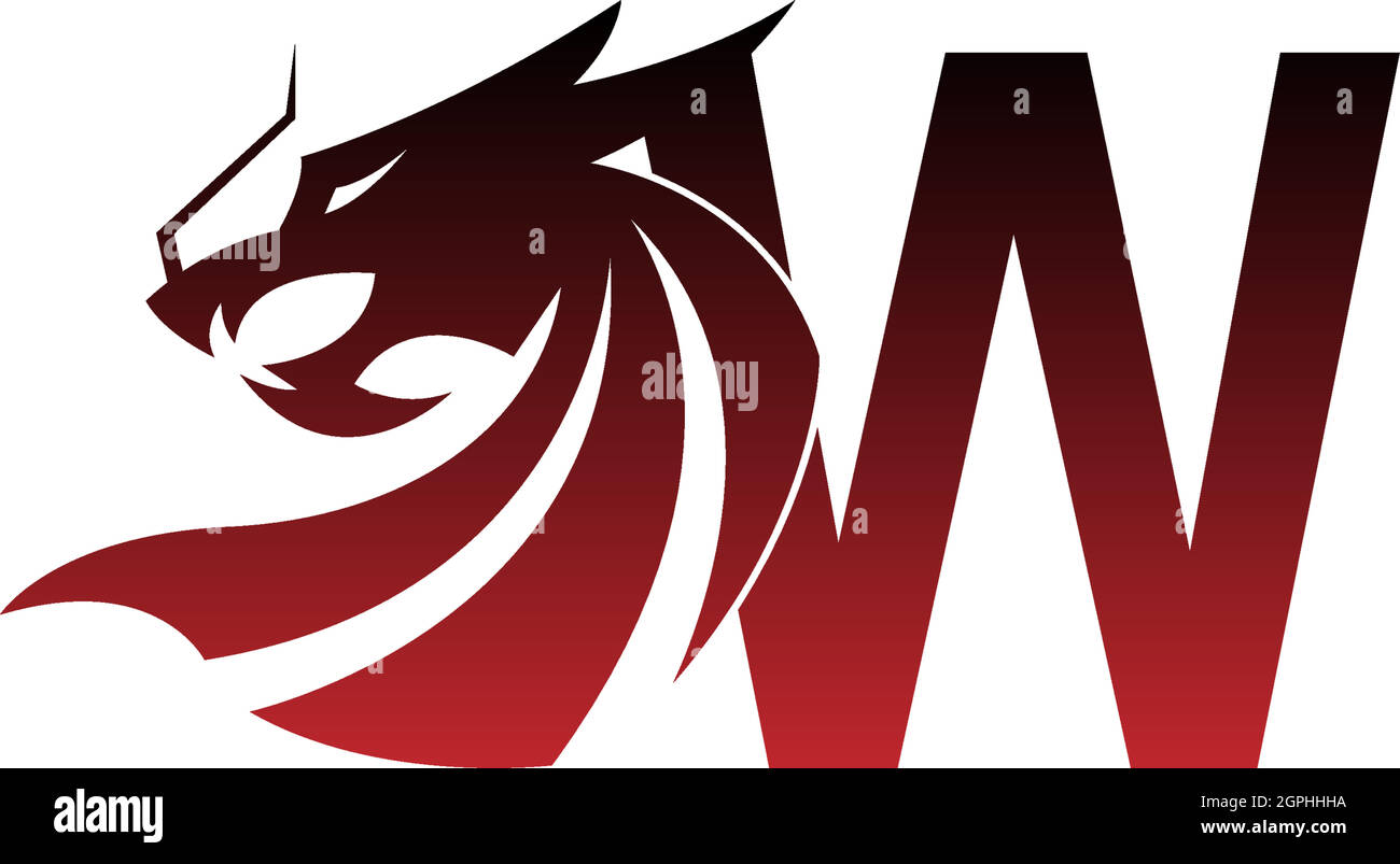 Icône de logo W avec motif dragon Illustration de Vecteur