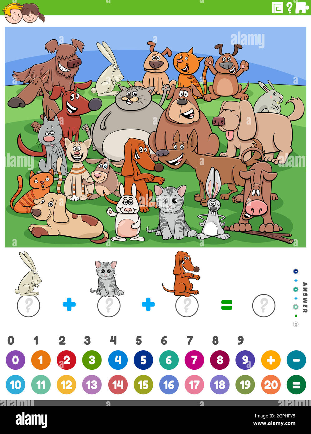 Le dépouillement et l'ajout de jeu avec les animaux de dessin animé Illustration de Vecteur