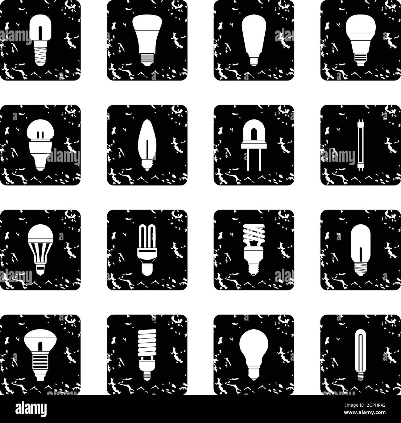 Set ampoule icônes, grunge style Illustration de Vecteur